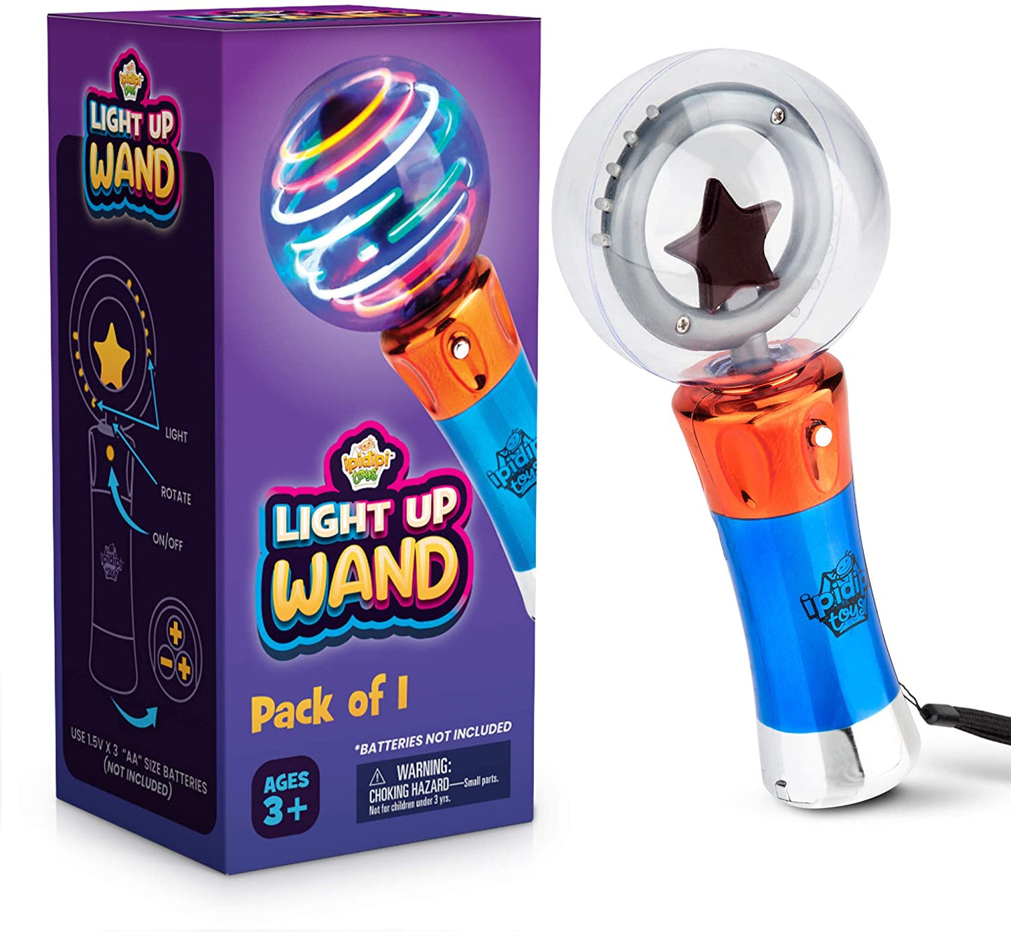 Spinning Light-Up Wand - Rotating LED Toy