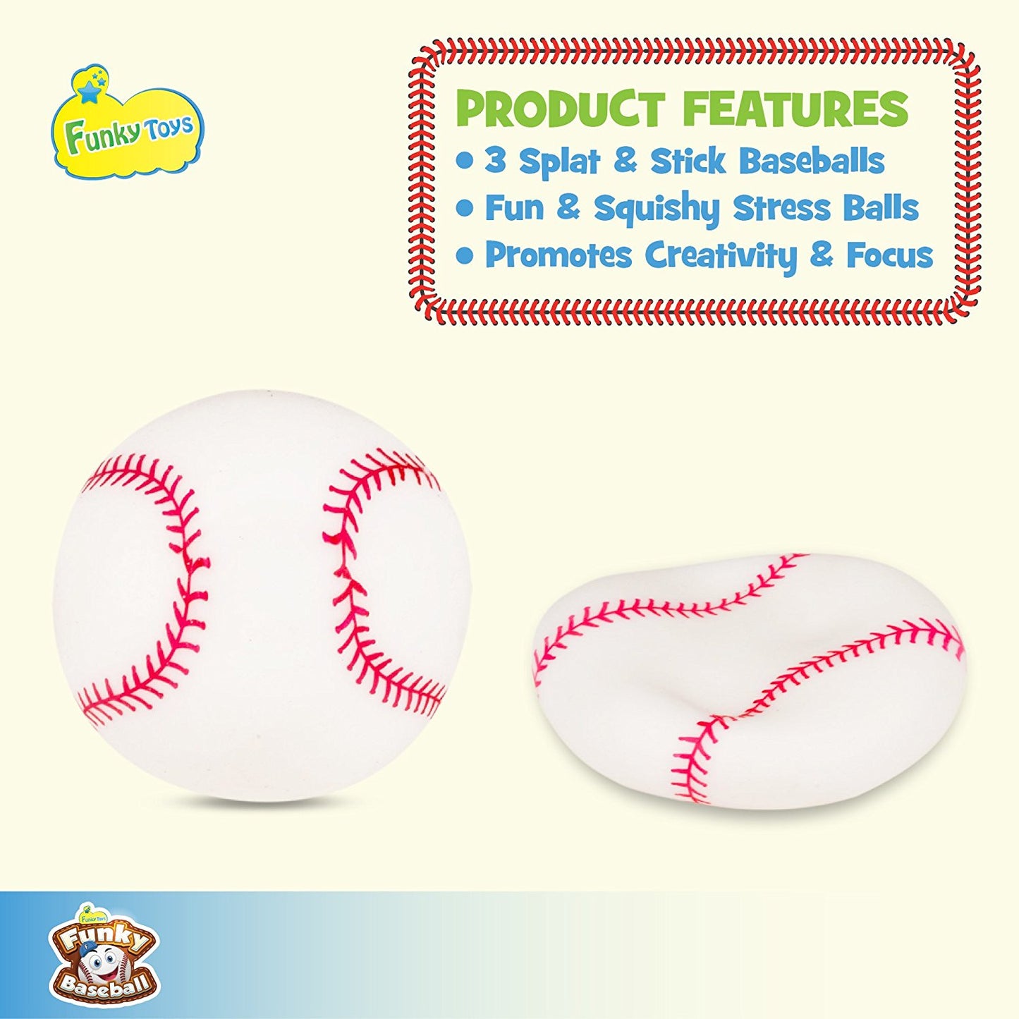 Splat 'N' Stick Baseballs | 3 pack | - Funky Toys