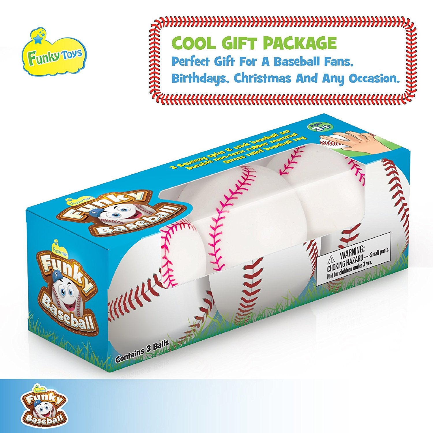 Splat 'N' Stick Baseballs | 3 pack | - Funky Toys