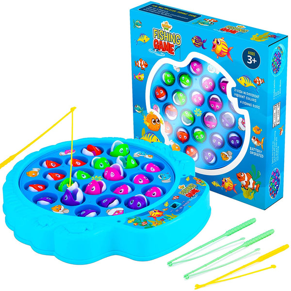  IPIDIPI TOYS Fishing Game Play Set - 45 Magnetic Fish, 8 Poles,  Rotating Board On-Off Music, Family Children Backyard Colorful Toy for Kids  Toddlers Age 3 and Up : Toys & Games